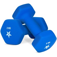 Yes4All RZYR Hex Neopren Hanteln Set Gewichte für Krafttraining Yoga Pilate - Kurzhanteln 2er set, Dumbbells Set für Frauen Männer, 2 kg hanteln 2 er set, blau