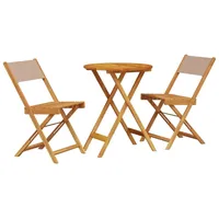 vidaXL 3-tlg. Bistro-Set Taupe Stoff und Massivholz