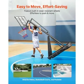 Vevor Basketballkorb tragbar Schwarz 121,9 x 305 cm