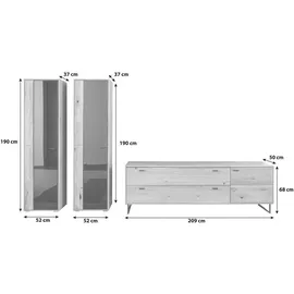 MCA Furniture MCA Wohnwand Arezzo Wildeiche Braun