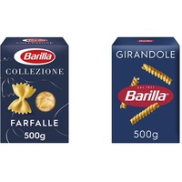 Barilla Collezione Farfalle Pasta aus hochwertigem Hartweizen immer al dente, (1 x 500 g) & Pasta Klassische Girandole n.34 aus hochwertigem Hartweizen immer al dente, (1 x 500 g)