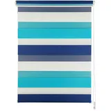 ondeco Doppelrollo Klemmfix Duo Rollo mit Seitenzug Farbe: Aqua-Navy, Größe: 80x210 cm