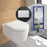 Villeroy & Boch Embrace Wand-WC, Komplett-SET, mit Viverso v800 Betätigungsplatte und Geberit Vorwandelement,,
