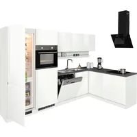 kochstation Winkelküche L-Form 290 x 180 cm weiß