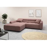 Candy 3C Candy Ecksofa »Denver auch mit Cord- und Easy care-Bezug, Kopfteilverstellung L-Form«, wahlweise. mit motorischer Sitztiefenverstellung, rosa