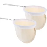 QUARKZMAN 2 Stück Flanell Stoff Kaffeefilter Wiederverwendbarer Handgemachter Kaffeefilter Mit Edelstahlgriff Cafeteria Zubehör Für Zuhause Büro Kaffeehaus Beige