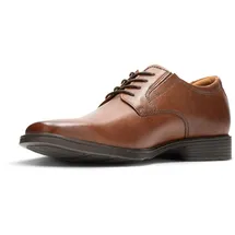 CLARKS Herren Tilden Plain Derbys, Dark Tan Leather, 45 EU