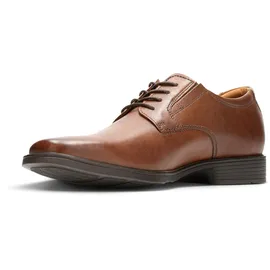 CLARKS Herren Tilden Plain Derbys, Dark Tan Leather, 45 EU
