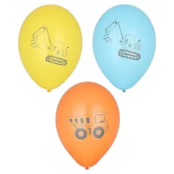 Papstar 72 Luftballons Ø 29 cm farbig sortiert `Construction Vehicles` Baustelle