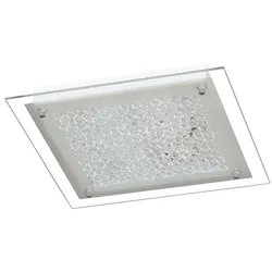 LED Deckenleuchte, Chrom satiniertes Glas, 1200 lm, warmweiß