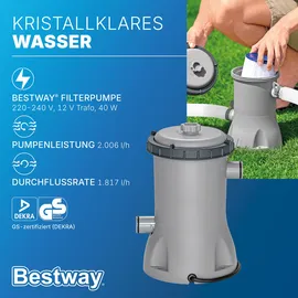 BESTWAY Steel Pro Max Frame Pool Set 396 x 107 cm beige inkl. Filterpumpe + Überdachung