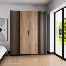 masseno Drehtürenschrank Cagliari 200 x 239 x 61,9 cm Schwarz