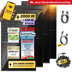 Balkonkraftwerk 2000W/800W Solaranlage Steckerfertig Komplettset Photovoltaik Anlage 800W, Kabellänge: 5m