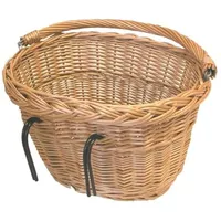 Denver Fahrradkorb – Weide – oval – Doppelhakenbefestigung vorne oder hinten – mit Bügel – naturfarbig lackiert