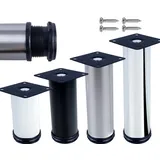 Stahlia 1x Möbelbein | SCHWARZ MATT | 12cm Höhe Ø 50mm | belastbar bis 150Kg | Möbelfuß verstellbar Schrankfüsse Füße für Möbel höhenverstellbare Füße