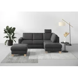 Ecksofa HOME AFFAIRE "Summer L-Form", grau, B:236cm H:91cm T:170cm, 100% Polyester, Sofas, mit Ottomane, wahlweise mit Bettfunktion und Bettkasten, Cord-Bezug