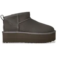 UGG für Damen. 1135092 Klassische Ultra Mini Plateau-Stiefel aus Leder dunkelgrau (38), 5 bis 8 cm, Keine, Lässig