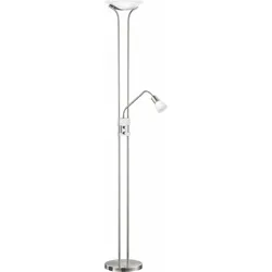TRIO LEUCHTEN LED Deckenfluter "Santo II", grau (nickelfarben), H: 180cm, Lampen, integrierter Dimmer,Flexibel, LED Deckenfluter