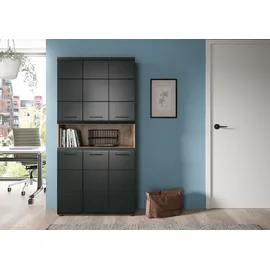 WELLTIME Stauraumschrank FLORENZ 90 x 30 x 185 cm Grau/Schwarz