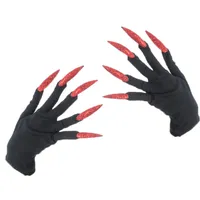 CHAKS Kostüm Handschuhe 'Hexenfingernägel', Glitzer Rot - Zube rot|schwarz