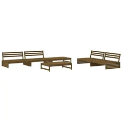 vidaXL 6-tlg. Garten-Lounge-Set mit Kissen Honigbraun Massivholz