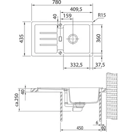 Franke Strata STG 614-78 Steingrau + Handbetätigung