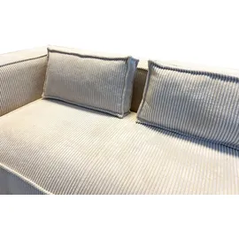 s-style möbel - Modernes Ecksofa Bello aus Beige Cord mit Ottomane links und weichem Sitz, B/T/H: 262 cm / 176 cm / 64 cm - Beige