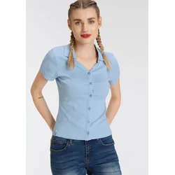 Poloshirt, Kurzarm, figurbetonter Schnitt, aus Baumwolle, Gr. 48/50 (XL), hellblau, , 62339843-48