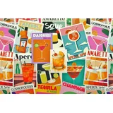 Stofferia Stoff Dekostoff Baumwolle Sommer Cocktails Ecru, Meterware beige