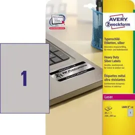 Avery Zweckform Typenschild-Etiketten L6013-20 Silber 210 x 297 mm 20 Blatt