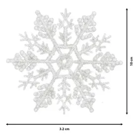 Kaemingk 12 Schneeflocken 10cm Weihnachtsschmuck Kunststoff Anhänger Glitzer Fensterdeko