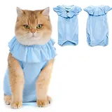 Avont Katzenbody nach OP Erholungsanzug Kleidung Modal Recovery Kastration Spay Entwöhnung Leckschutz Suit für Katze, Bauchwunden oder Hautkrankheiten-L-Blau