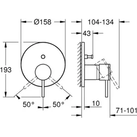 Grohe Atrio Einhand-Wannenbatterie, automatische Umstellung, 24355GN0, Farbe: cool sunrise gebürstet