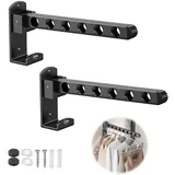 MINZHI 2 Stück Kleiderhaken Klappbar,6 Löcher, Schwarz,Wand Kleiderständer,Kleiderstange Wandmontage,Klapphaken,mit Befestigungsschrauben, Geeignet Für Badezimmer, Schlafsäle Und Balkone (Schwarz)