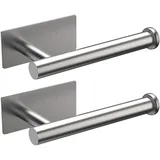 Set Aus Zwei Wandmontierten Toilettenpapierhaltern Aus Edelstahl, Selbstklebender Toilettenpapierhalter Ohne Bohren