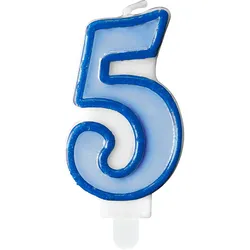Geburtstagskerze Zahl 5 Zahlenkerze 7cm Kuchenkerze Tortendeko Kindergeburtstag Deko Junge 5. Geburtstag Jahrestag Hochzeitstag Blau