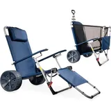 CampAir Campingliege 2-in-1 Faltbarer Bollerwagen, Strandliege, Sonnenliege (1-St) mit Rollen, blau blau