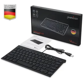 Perixx PERIBOARD-429 DE USB Tastatur mit Hintergrundbeleuch - Schwarz LEDs weiß, (11685)