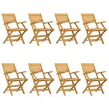 vidaXL Gartenstühle 8 Stk. Klappbar 55x62x90 cm Massivholz Teak