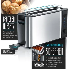 Arendo 2-teiliges Frühstücksset, 1000W Langschlitz Toaster für 2 Scheiben, Eierkocher SEVENCOOK, Silber