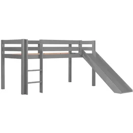 M&S Halbhochbett Pino 90 x 200 cm Kiefer massiv grau lackiert