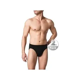 SCHIESSER Slip unifarben schwarz M 2er Pack