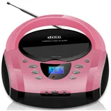 Cyberlux Tragbarer CD-Player | Kinder Radio | Boombox | CD-Radio | Stereoanlage | Kompaktanlage (Pretty Pink)