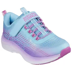 Sneaker SKECHERS KIDS "GO-RUN ACCELERATE", Kinder, Gr. 29, bunt (hellblau, violett), Textil, Lederimitat, Glitzer, sportlich, Schuhe, Sneaker mit Klettverschluss, Glitzer, Größenschablone zum Download
