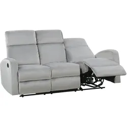 3-Sitzer Sofa Samtstoff hellgrau manuell verstellbar VERDAL