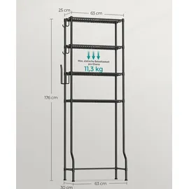 Songmics 4-stöckiges Toilettenregal, mit Haken platzsparend schwarz