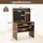 Costway 89x50x138 cm Schreibtisch mit magnetischer Pinnwand, Kleiner Computertisch mit Aufsatz, Tastaturablage & Verstellbarer Ablage, PC-Tisch, Braun - Braun