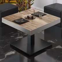 GGM Möbel Bistro Loungetisch Schwarz Sheesham 70 x 70 x 41 cm
