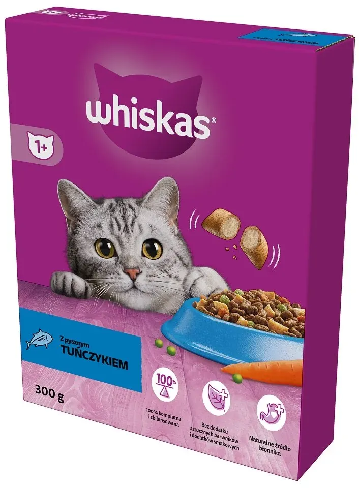 WHISKAS Adult 300g Trockenfutter für ausgewachsene Katzen mit leckerem Thunfisch