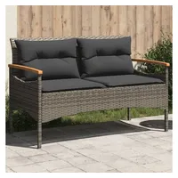 Furnicato Gartenbank mit Kissen 116x62,5x74 cm Grau Poly Rattan